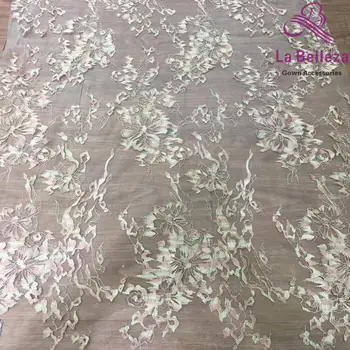 

High quality mixed-color polyester wedding dress/stage dress lace fabric 5yards/lot