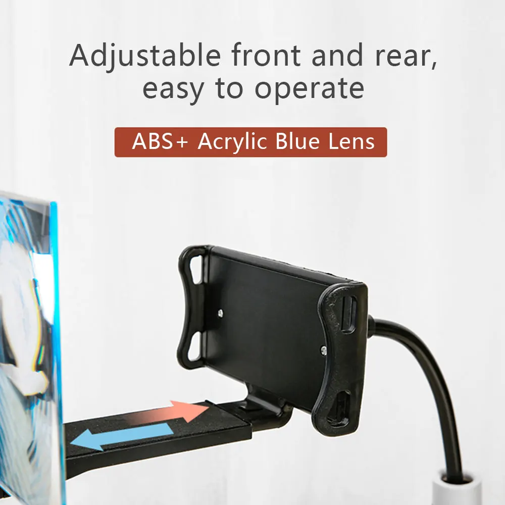  8/12 inch 3D Screen Amplifier Mobile Phone Magnifying Universal 360 Rotating Flexible Long Arm lazy