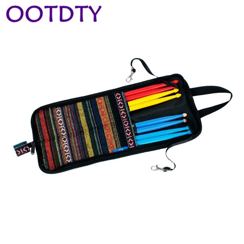 OOTDTY чехол для барабанных палочек, чехол с держателем, разноцветный чехол для барабанной установки с 4 парой барабанных палочек