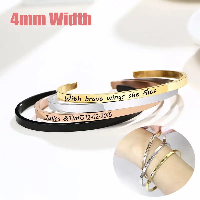 Personalized couples bracelets with names and date Leather and metal custom date cuff