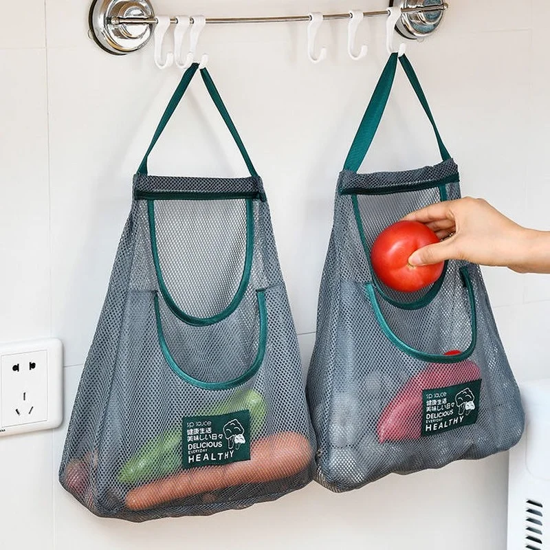 Portable Reusable Grocery Bags Washable Mesh Bag Fruit Vegetable Shopping Mesh String Hanging Bags Kitchen Organizer Handbag - Products to Organize Your Kitchen