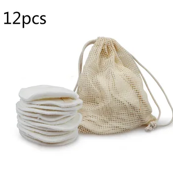 

12PC Reusable Cotton Pads Makeup Remover Pads Washable Round Bamboo Make Up Pads Cloth Nursing Pads Skin Care Tool Skin Cleaning