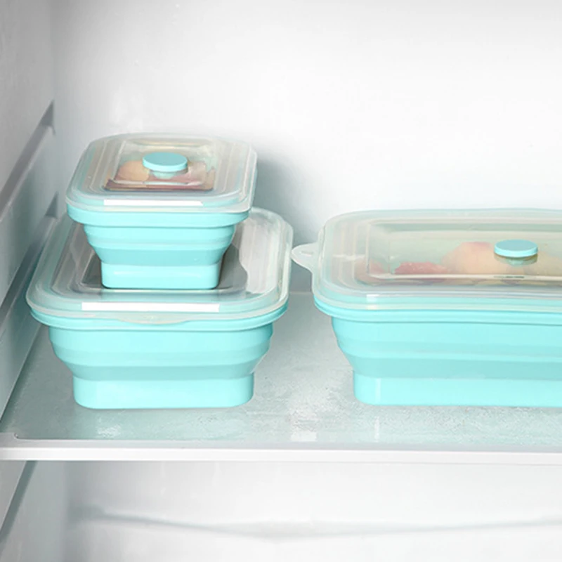 Открытый силиконовый Ланч-бокс квадратный Bento box холодильник герметичный ящик для хранения свежий ящик удобный складной переносной ящик с крышкой