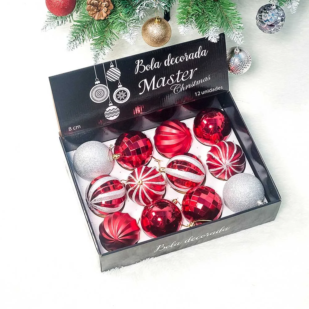 

12 Pcs Merry Christmas Xmas Tree Hanging Ball Pendant Christmas Tree Decorations Balls Colorful Christmas Decorations For Home
