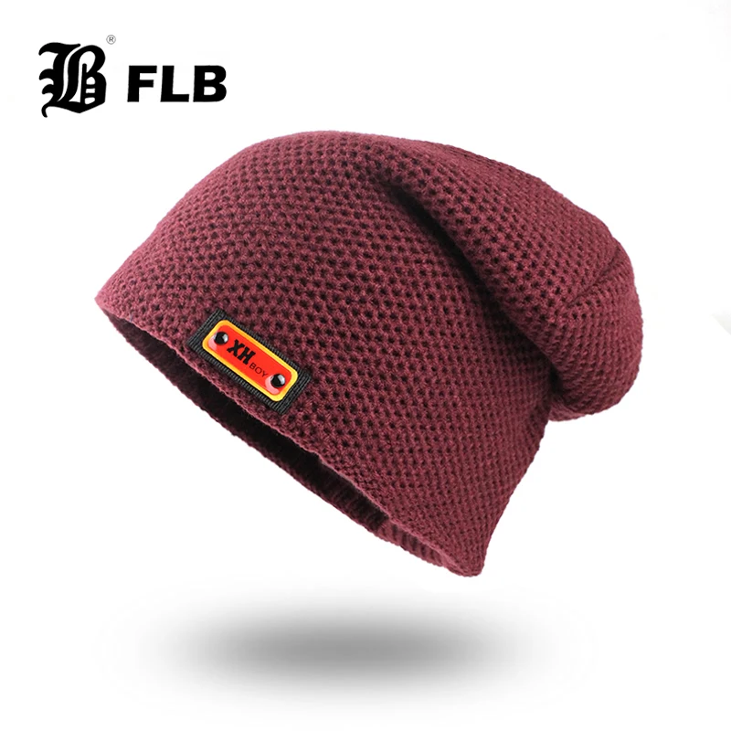 [FLB] Skullies Beanies Мужская вязаная шапка мужская плюс Gorras Bonnet теплые толстые зимние шапки для мужчин и женщин шапка F18072