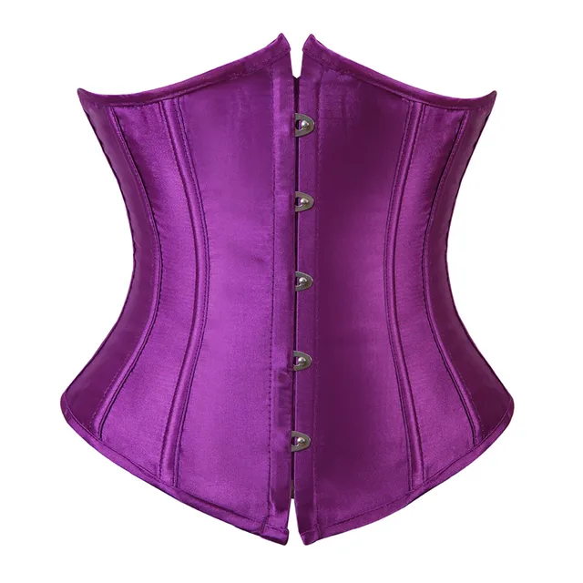 Underbust Corset Sexy Women's Underwear Waist Slimming Body Shaper for Women Steampunk Lace-up Corset Purple