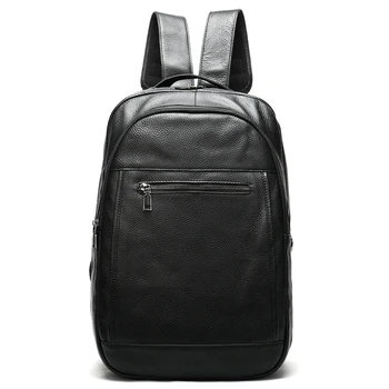 

Men Genuine leather Backpack Laptop bag Large Capacity fashion simple casual Man bag Business black 14 inch Laptop Backpack male