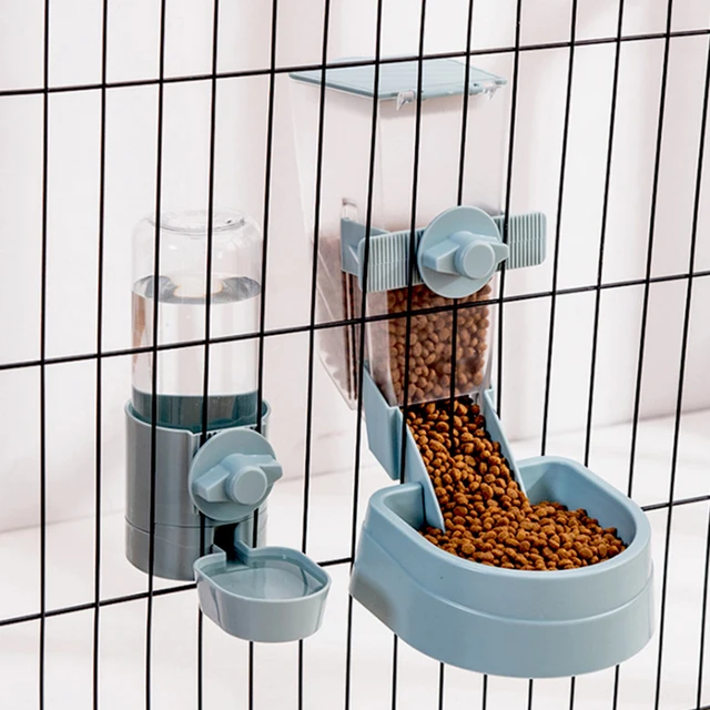 Automatyczne miski dla zwierząt klatka wiszące podajnik Pet butelka wody pojemnik na jedzenie dozownik miska dla szczeniąt koty królik karmienie zwierząt domowych produkt 1