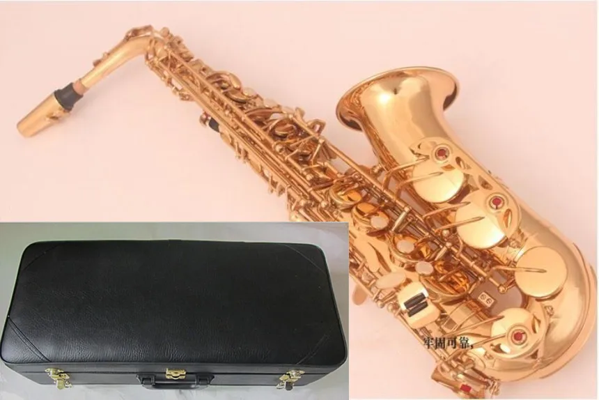 Новинка, высокое качество, инструмент альт-саксофон золотой альт-саксофон и чехол - Цвет: Hard box