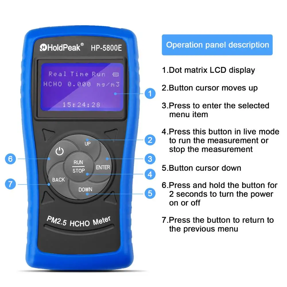 Holdpeak 5800E монитор формальдегида детектор с подсветкой и автоотключением для внутреннего наружного тестирования окружающей среды