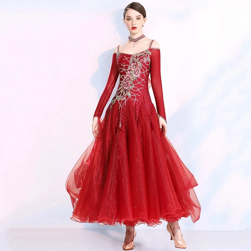 

Waltz Ballroom Competition Dresses Women Standard Dance Performance Costumes Spandex High End Evening Party Gown