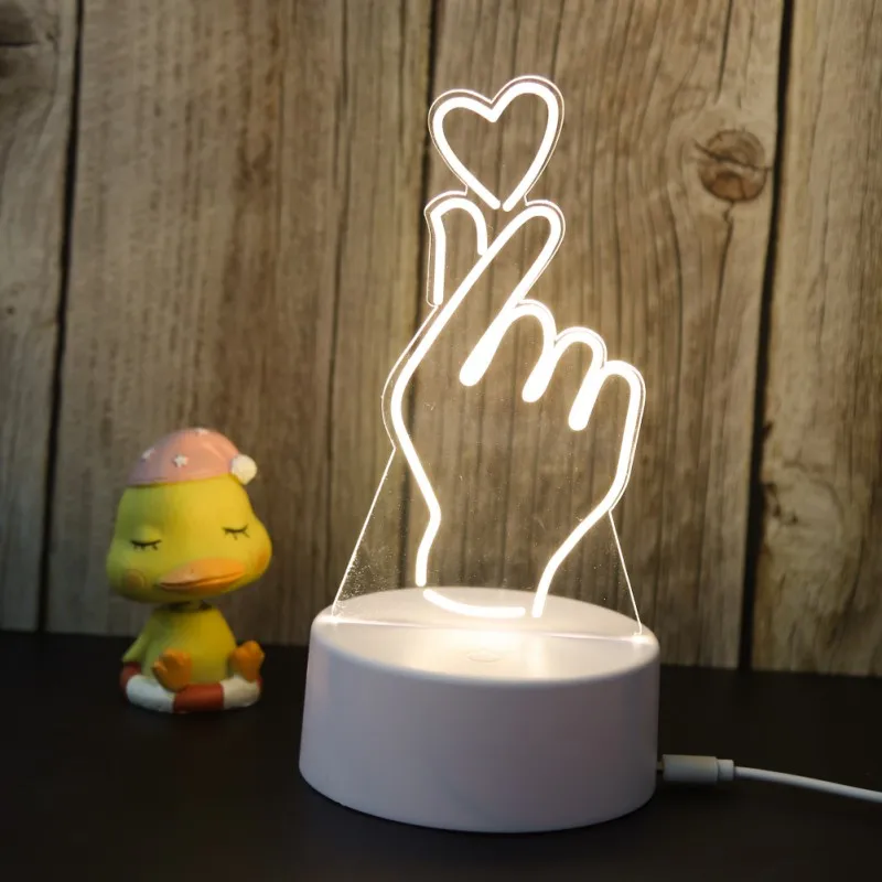 

3D USB Acrylic Night Lights Desktop Baubles LED Light Lamps Table Desk Globe Bedroom Office Decor Gift Warm White Lamp Ornament