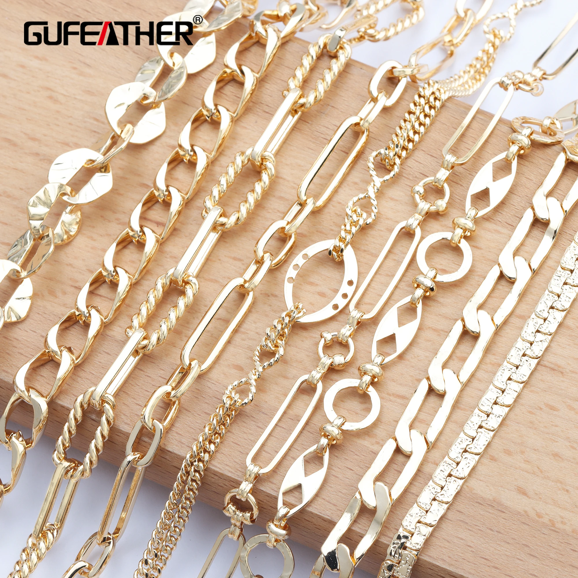 Ювелирные аксессуары GUFEATHER C131 цепочка сделай сам с покрытием из 18-каратного