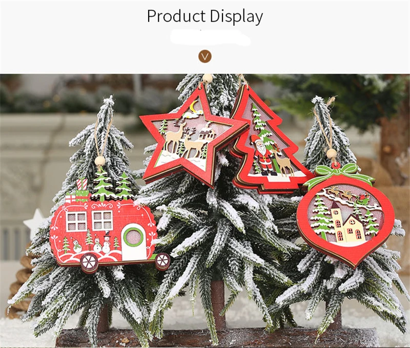 Рождественские украшения, выдолбленные Деревянные Подвески, креативный светильник на колесиках, украшения для рождественской елки AF248
