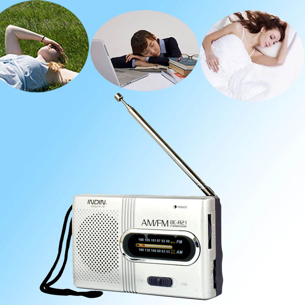 Мини Портативный AM/FM радиотелескопический антенна Радио Карманный коротковолновой приемник динамик OUJ99 - Цвет: Белый
