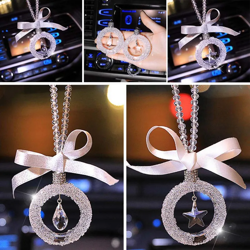 Хрустальный автомобильный кулон подарок на Рождество для девочек висячие украшения Роскошные Шикарные Аксессуары для салона автомобиля зеркало заднего вида Авто Декор