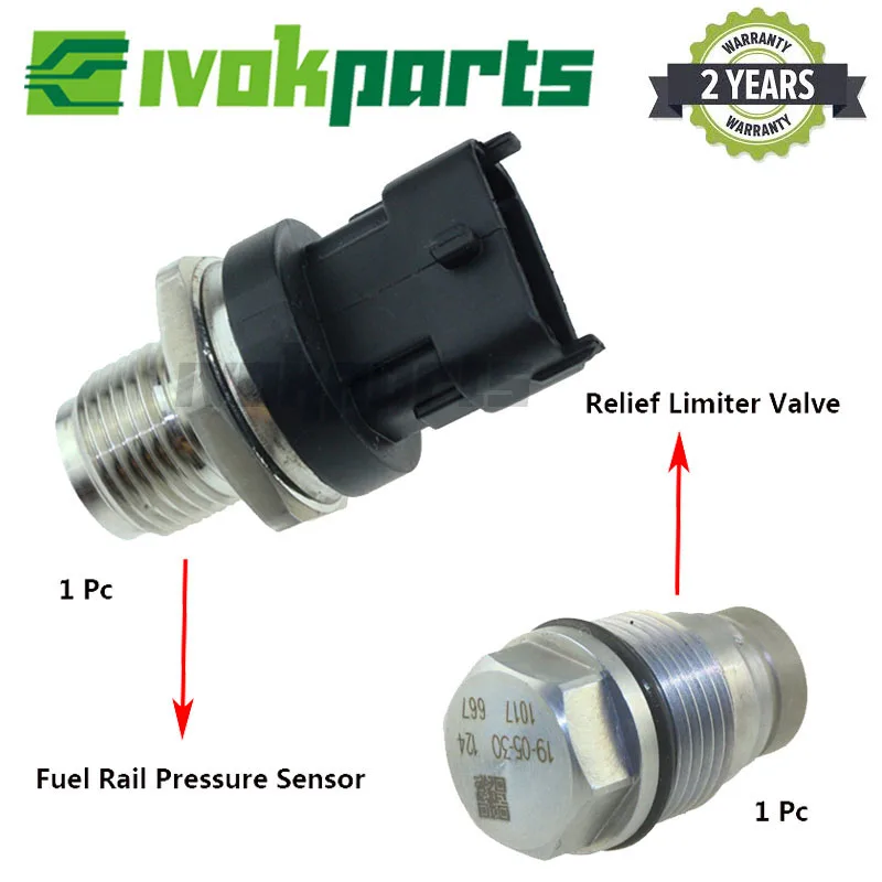 Repair Kit Set ( Fuel Rail Pressure Sensor + Relief Limiter Valve ) For Volvo Vce L90 L120f