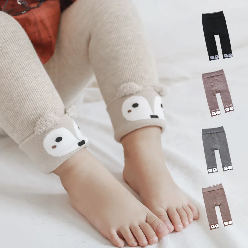 

2019 Autumn And Winter New Style Thickening Baby Leggings Can Open Files One-piece plus Velvet BABY'S Non-slip Socks CHILDREN'S