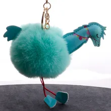 Стиль, из Pu искусственной кожи с рисунком из мультфильма «Мой маленький помпоном; милые туфли ключ "помпон" кольцо в европейском и американском стиле, модные сапоги с пушистым шариком подвеска автомобиль установлен подвесное украшение крест Borde