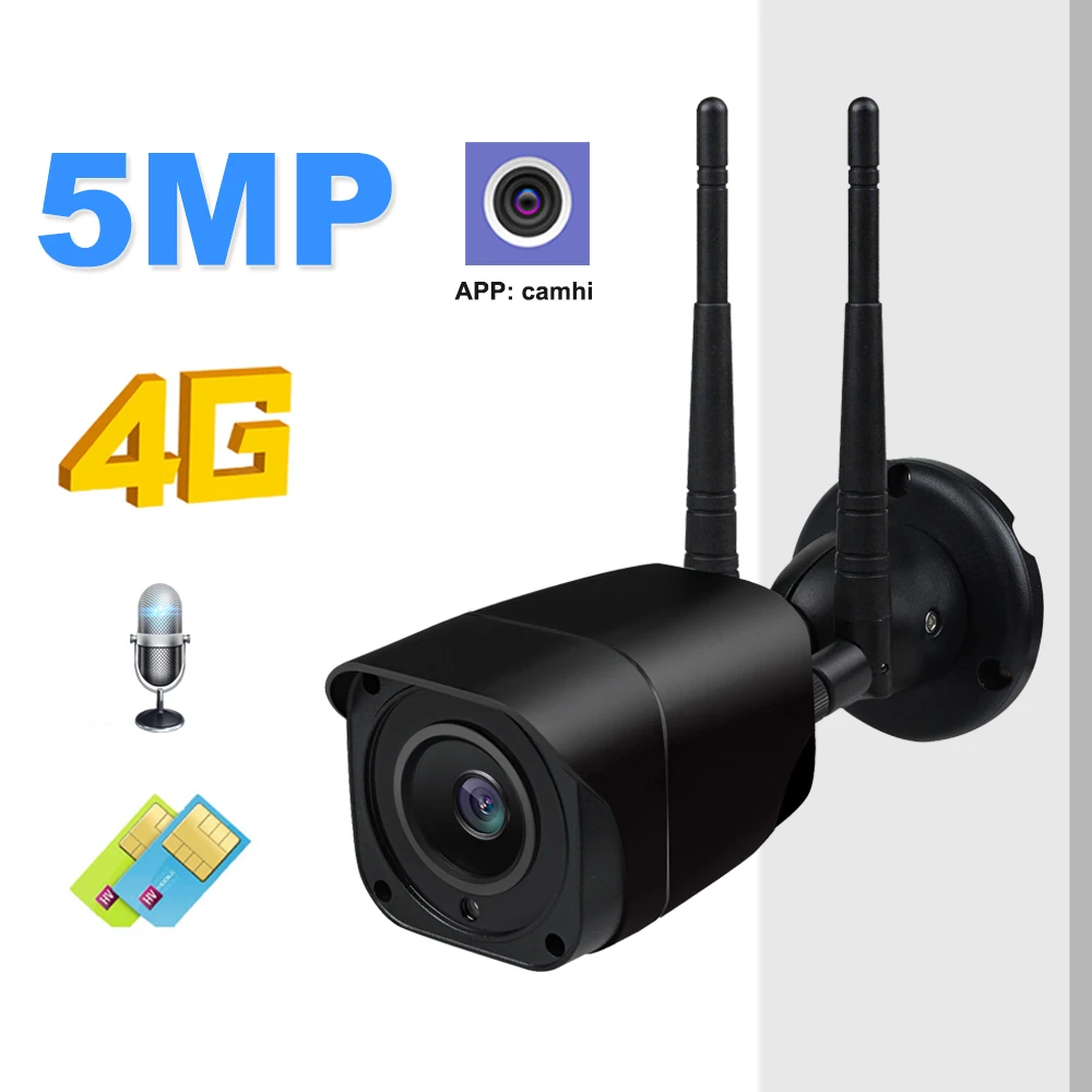Камера видеонаблюдения 3g 4G 5MP HD Sim карта GSM 1080P наружная металлическая беспроводная wifi ip-камера Bullet P2P IR ночное видение 20 м H.265 CamHi