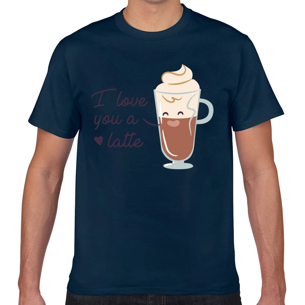 Tops T Shirt Men love you a latte Comic Inscriptions Cotton Male Tshirt | Мужская одежда