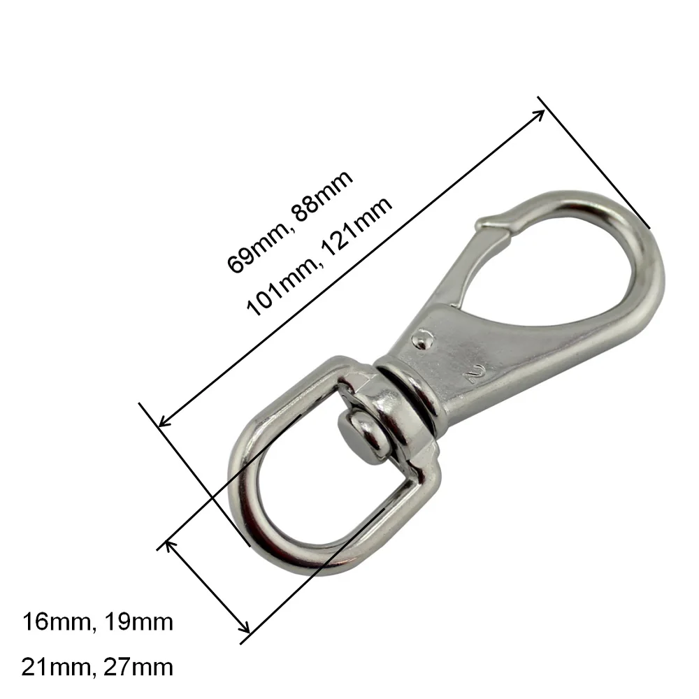 5PCS Stainless Steel 304 Swivel Bolt Snap Hook 69mm 88mm Heavy