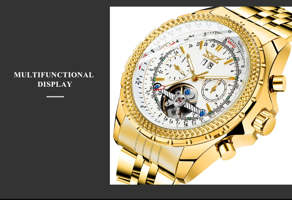 JARAGAR Tourbillon дизайнерские автоматические механические мужские часы с большим циферблатом и календарем военные мужские часы из нержавеющей стали мужские часы