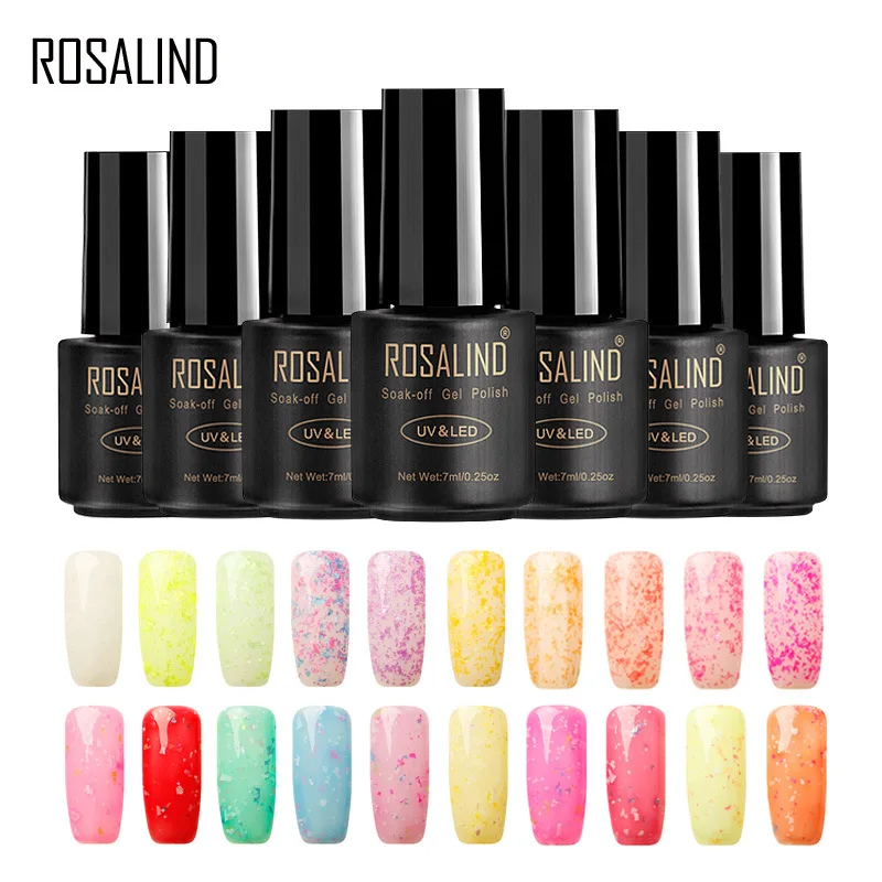 

ROSALIND New Semi Permanent UV LED Gel Polish 24 Colors Snowflake series Varnish Primer DIY nail art Phototherapy gel TSLM1