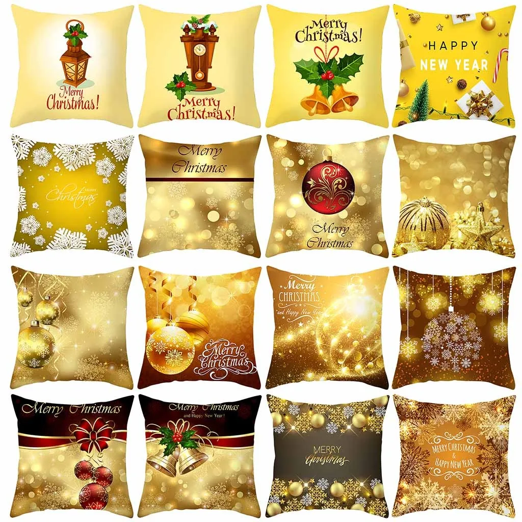 

Christmas Pillow Case Glitter Polyester Sofa Throw Cushion Cover Home Decor Funda Cojin Throw Pillows Christmas Pillow Covers