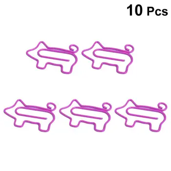 

10pcs Clips Piglet Shape Cute Practical Cartoon Durable Metal Clamp Holder Paper Clips for Office Room Home School