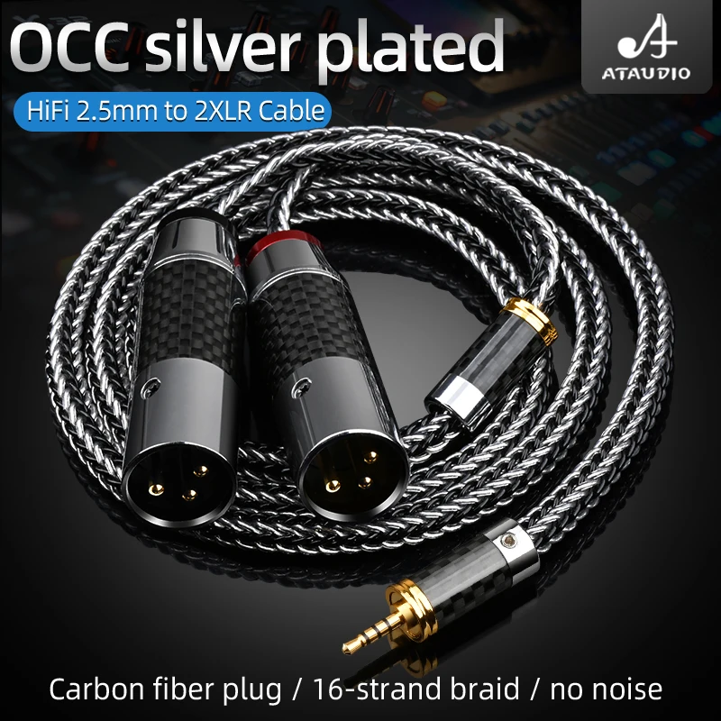 Cabo de Equilíbrio Hifi 2.5 mm Trrs para 2xlr Cabo Banhado a Silvr de Occ 2.5 para Astell & Kern Ak100ii Ak120ii Ak240 Ak380 Ak320 de Alta Qualidade - Image 2