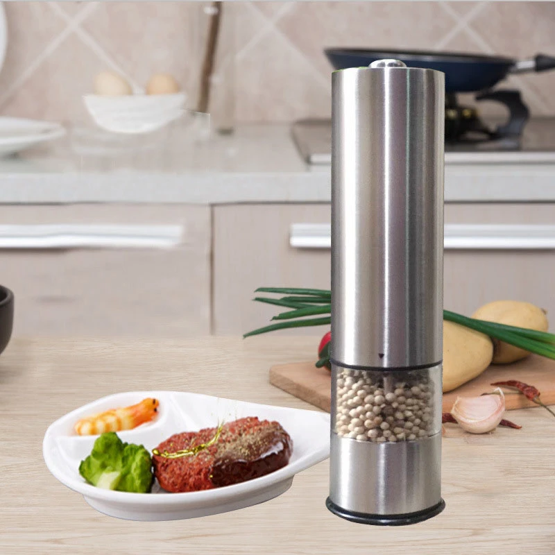 Electric Pepper Grinder Salt Spice Herbal Containers With LED Lights Easy Clean Home Kitchen Cooking BBQ Tools