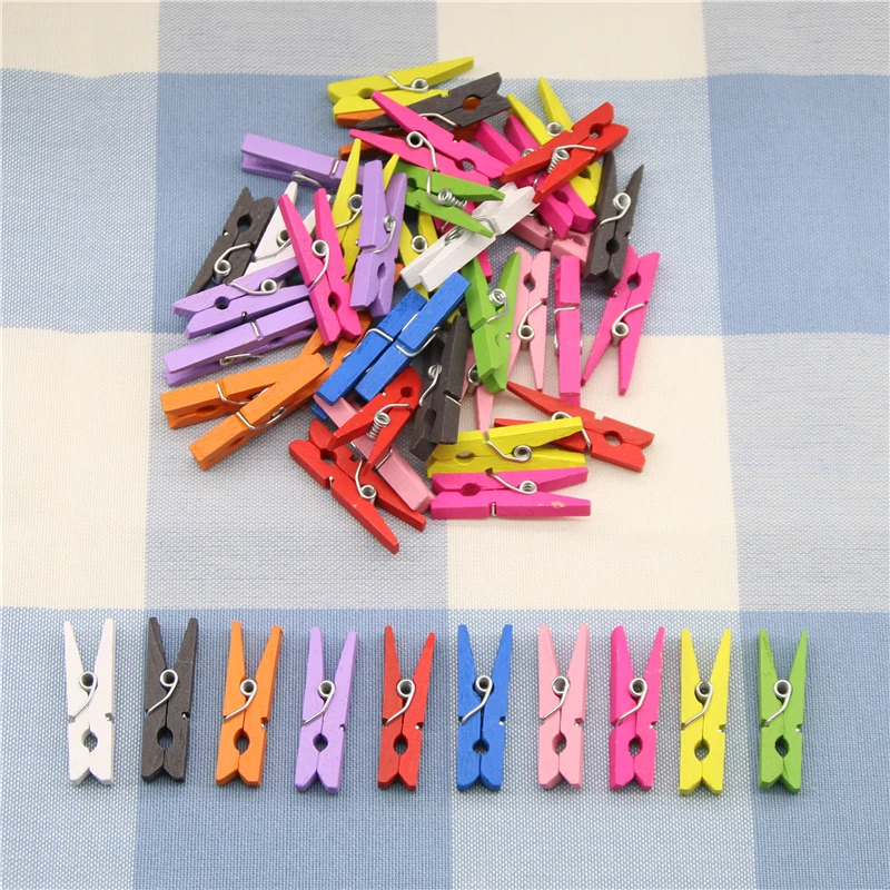 10 Uds al azar Mini Color Primavera Clips de madera ropa foto papel Peg pinza de ropa arte Clips decoración de fiesta