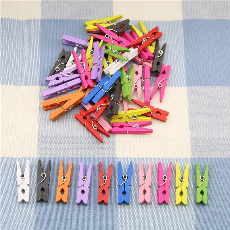Oyfel Wooden Pegs For Photo Clothespins Clips Clothes Paper Mini Colorful Heart Decoration Hanging Photos Art Craft DIY Picture 10Pcs 