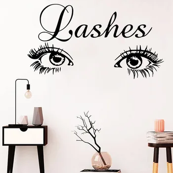 Günstige 3D Wimpern Schönheit Salon Decortion Zubehör Wandbild Removable Wand Aufkleber Wasserdichte Wand Kunst Aufkleber Sexy