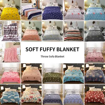 

Nordic Super Soft Plush Blanket Fuzzy Fur Faux Warm Printed Cozy With Fluffy Sherpa Throw Blankets Bed Sofa Coral Blanket Gift.