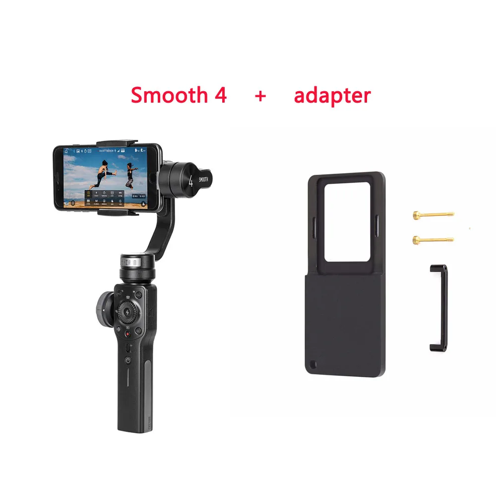 smooth 4 and adapter Zhiyun Smooth 4 Q2 3-осевой портативный смартфон сотовый телефон видеокамеры Стабилизатор для samsung S9 S8 iPhone 11 Pro Max XS XR X 8P 8 для Камера - Цвет: smooth 4 and adapter