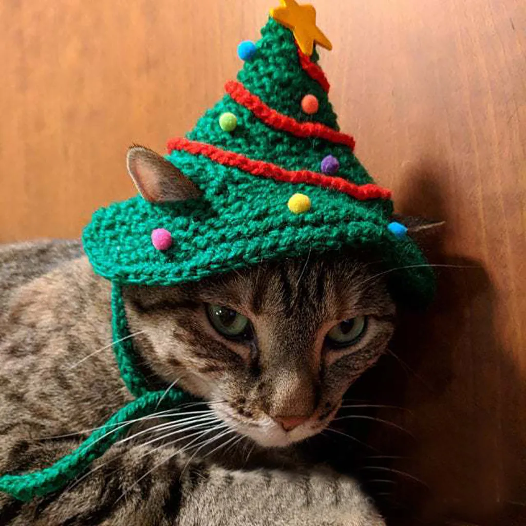 Pet Santa hat Christmas Pet Hat Hand made Christmas Tree Model Cat Hat Pet Festival Cute Hat good quality#4