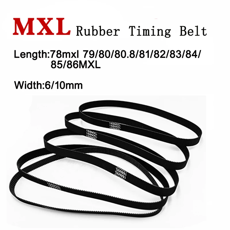 

5pieces MXL Rubber Timing Belt Trapezoidal Small Tooth Synchronous Drive Belts 87/88/89/90/91/93/93.6/94/96/96.8MXL Width=6/10mm