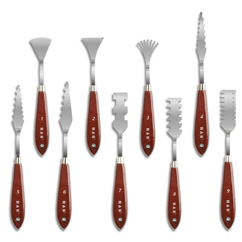  9pcs/set Stainless Steel Painting Spatula Scraper Mixed Palette Knife Art Supplies for Artist Canva