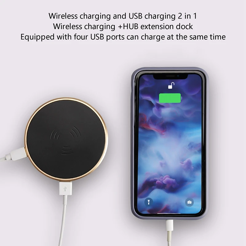 USB HUB with Wireless Charger 2.0 Docking Station 4 X for IPhone 12 Desktop Laptop Mouse Keyboard | Компьютеры и офис