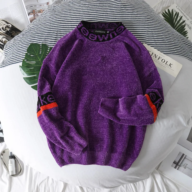 Ретро хип хоп вязаный свитер мужской уличная цветной блок лоскутное винтажный пуловер свитер модный осенний свитер