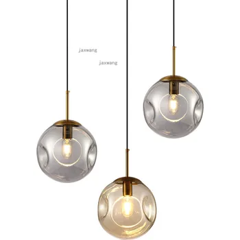 

Nordic Simple LED Glass Pendant Lights Modern Hanging Ceiling Lamps Restaurant Bar Iron Light Fixures JW Kitchen Accessories