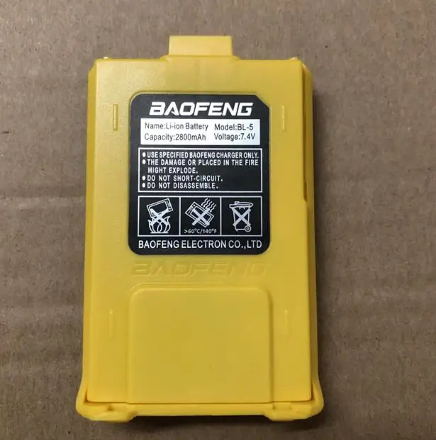 Цвет: желтый Uv5r Батарея для РАДИОТЕЛЕФОНА Walkie Talkie “иди и аксессуары для Baofeng UV-5R Uv-5re UV-5ra UV-5r Батарея 1800 мА/ч, BL-5 литий-ионный аккумулятор Baofeng - Цвет: Цвет: желтый