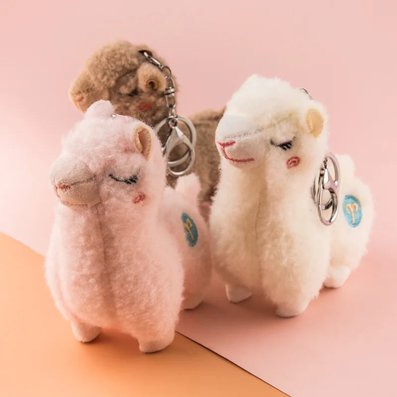 Cute mini alpaca smiling soft cotton animal plush stuffed doll toy keychain cartoon bag pendant kids girl birthday gift | Игрушки и