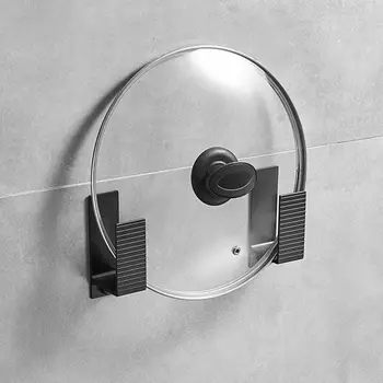 

Multifunction Space Aluminum Black Free Punching Wall Hanging Storage Rack for Kitchen Home Cutting Board Pot Lid