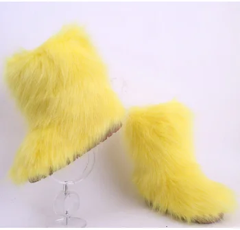 

YEELOCA Bootee Woman 2019 m002 Fox Fur Snow Boots Women Warm Shoes Female Ankle Boots Women Platform Botas KZ0679