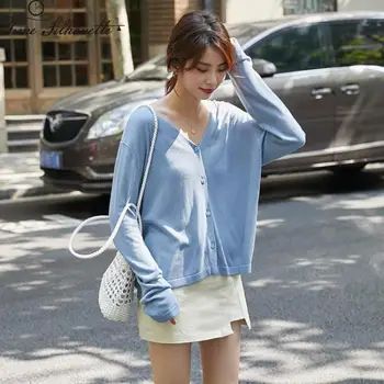 

Fashion Cardigan For Female Knitted Cardigan Sweater Women 2020 Spring Simple Solid Straight Bottom Clothing Sweater Coat M236