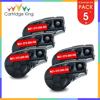 

5PK Vinyl Label Tapes M21-375-595 B-595 White on Red Replace for Brady BMP21 IAPAL BMP21-PLUS LabelMaker M21 375 595 9.5mm Width