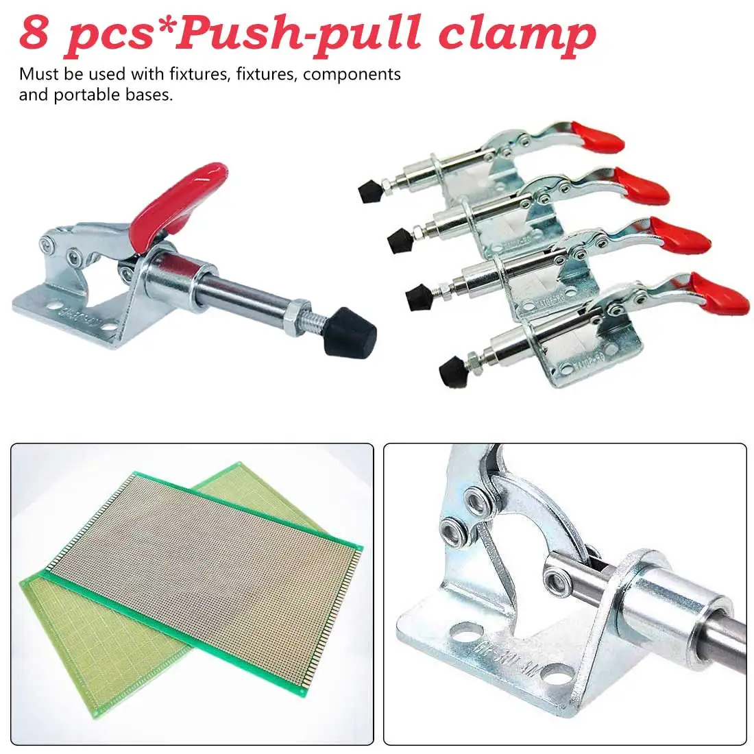 8PCS Heavy Duty Hand Tool Quick Release Metal Toggle Clamp Rod Holding Capacity Welding Anti-Slip Toggle Clamp